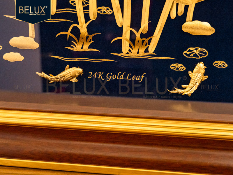 Tranh Hoa Sen dát vàng 24k 81x81cm